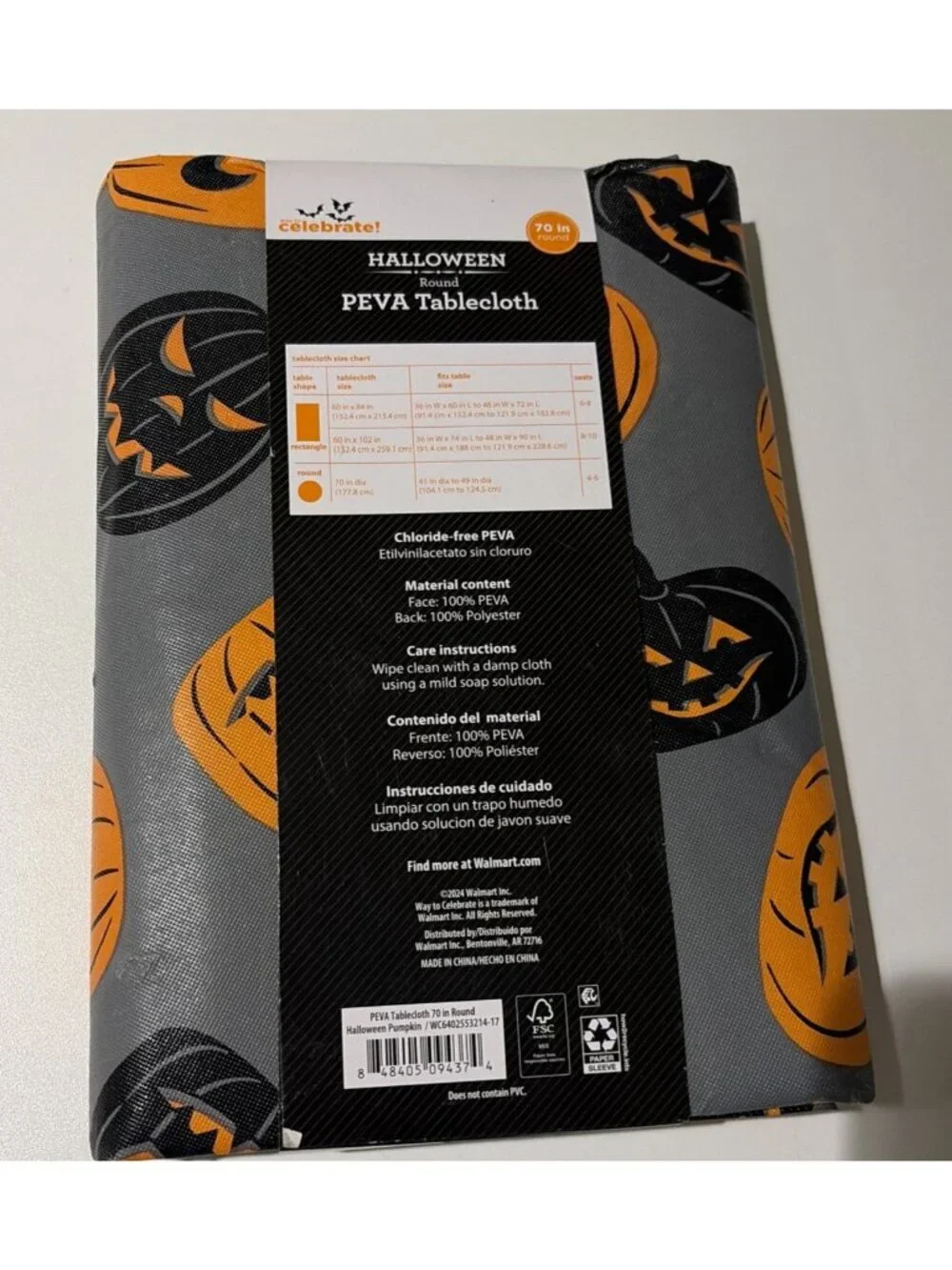 Celebrate Halloween PEVA Vinyl Tablecloth Pumpkin Jack O Lantern 70